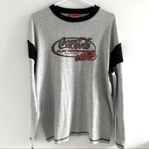 COPY - NWOT Coca Cola Vintage 90’s Y2K Play Refresh Grey Black Long Sleeve Shirt